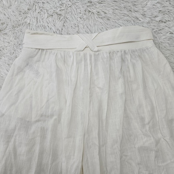 Free‎ People Movement Women's Sz L White 100% Cotton Belted Wide Leg Pants - Picture 6 of 15